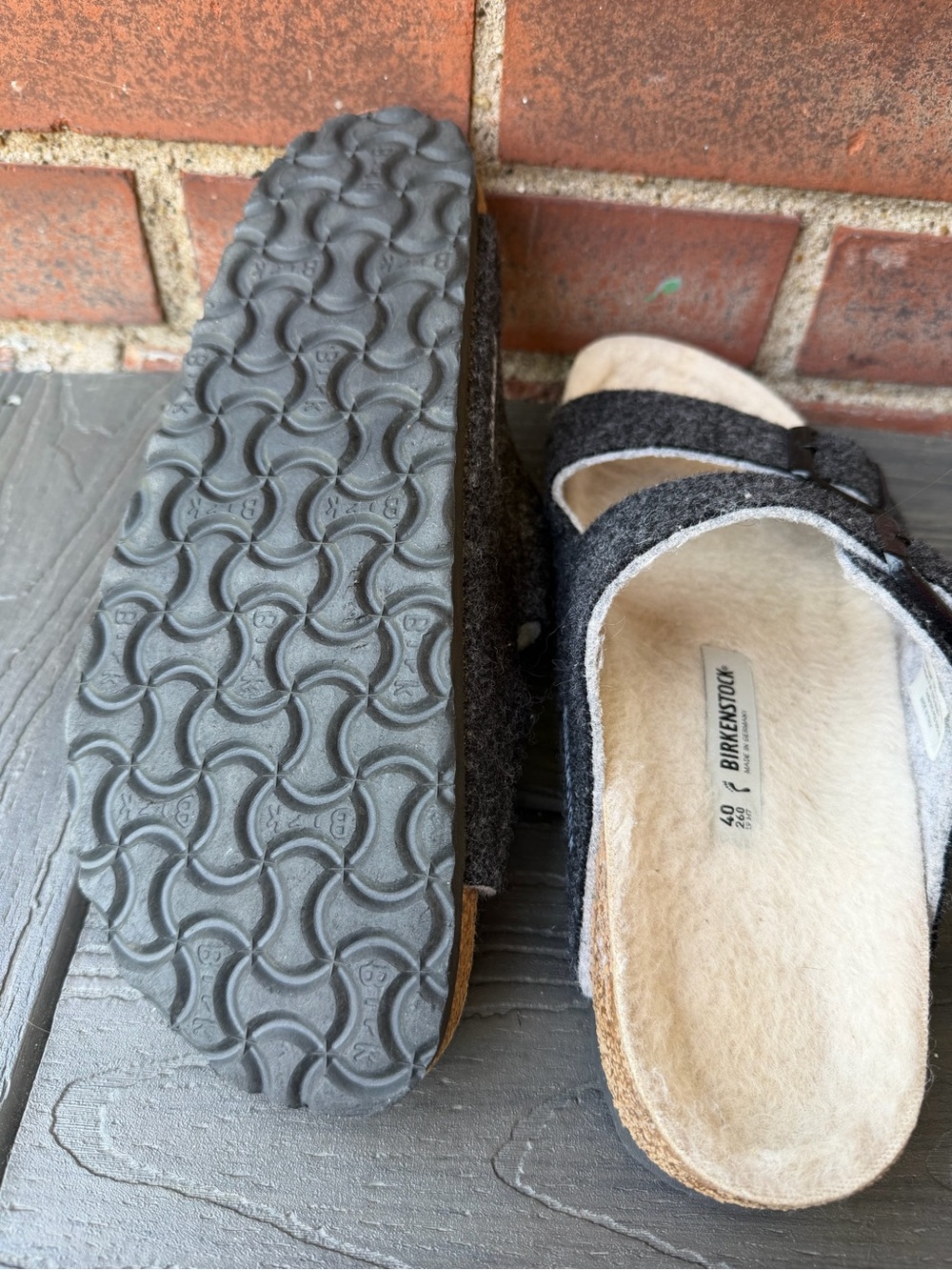 Birkenstock Arizona Rivet Wool Felt Sandals EU 40 Gray Anthracite Cozy Slides - Picture 12 of 13